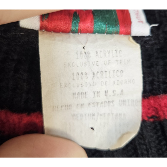 VTG Christmas Sweater Womens M Cat Kitten Kitty Holiday Made in USA Red Grandma - Picture 9 of 12